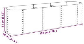 ezüstszínű horganyzott acél kerti magaságyás 320 x 80 x 81 cm