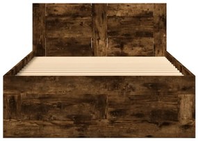 füstös tölgyszínű szerelt fa ágykeret fejtámlával 100 x 200 cm