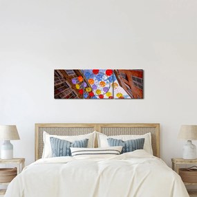 Színes esernyők képe (órával) (90x30 cm)