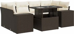 vidaXL 7 részes barna polyrattan kerti ülőgarnitúra párnákkal