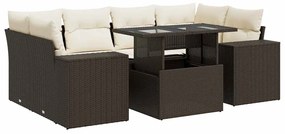 vidaXL 7 részes barna polyrattan kerti ülőgarnitúra párnákkal