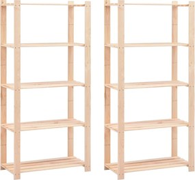 vidaXL 2 db 5-szintes tömör fenyőfa tárolópolc 250 kg 80 x 38 x 170 cm