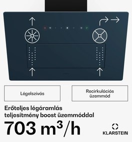 Klarstein SleekAir páraelszívó, A+++, 717 m³/h, Érintő, LED, 60 cm