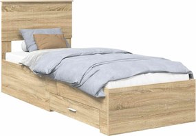 vidaXL Ágykeret fejtámlával Sonoma tölgy és ezüst 75 x 190 cm Faanyag