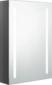 vidaXL fényes szürke LED-es tükrös fürdőszobaszekrény 50 x 13 x 70 cm