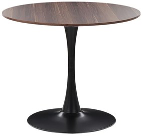 Kerek Sötét Fa és Fekete Étkezőasztal ⌀ 90 cm BOCA Beliani