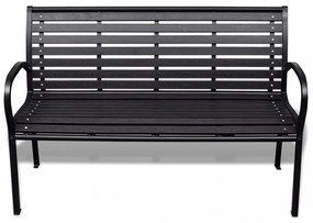 fekete acél és WPC kerti pad 125 cm
