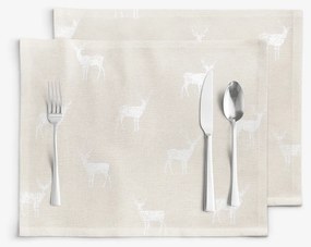 Goldea karácsonyi natura 2 darabos reggeliző alátét - szarvasok természetes talajon 30 x 40 cm