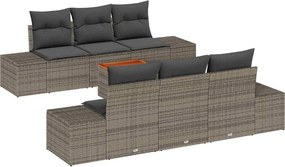 vidaXL Kerti Kanapé Szett párnával 7 pcs Szürke polirattan