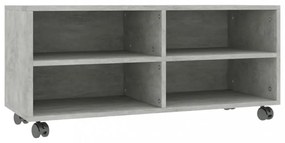 betonszürke szerelt fa TV-szekrény görgőkkel 90 x 35 x 35 cm