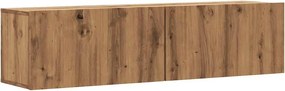 vidaXL kézműves tölgy színű szerelt fa fali TV-szekrény 120x30x30 cm
