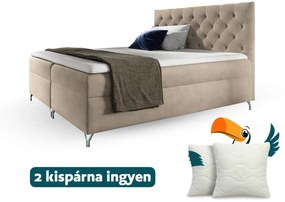 Wilsondo GULIETTE ágyneműtartós kárpitozott boxspring ágy matracokkal - bézs Méret: 180x200