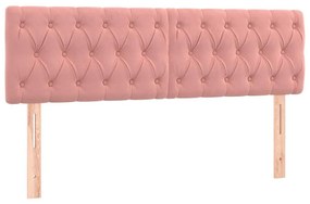 rózsaszín bársony LED-es fejtámla 160 x 7 x 78/88 cm