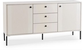 Komód 154 cm méretben, kétajtós, fiókos, bordázott kivitelben, kaszmir színben SOFT