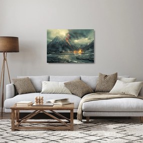 Üveg kép - Vulkánkitörés (70x50 cm)