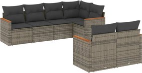 vidaXL 7 részes szürke polyrattan kerti ülőgarnitúra párnákkal