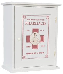 Szögletes fehér Pharmacie fa gyógyszeres kis szekrény 24x13x30cm
