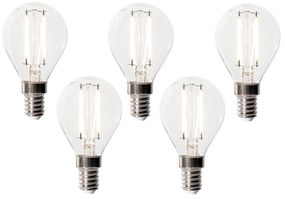 5 darabos E14 dimmelhető LED izzókészlet P45 átlátszó üveg 3W 250 lm 3000K