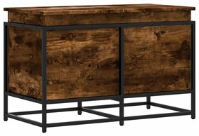 füstös tölgy színű szerelt fa tárolóláda fedéllel 80x40x51,5 cm