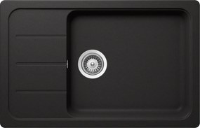Schock Formhaus D-100LS konyhai mosogatótálca Cristalite Nero 780 x 500 mm, gránit, megfordítható, hagyományos beépítés, fekete