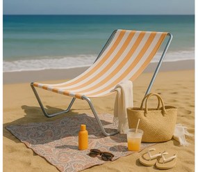 Összecsukható strandszék SAND, narancssárga csíkokkal