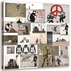 Gario Vászonkép Banksy falfestmény - street art mûvek gyûjteménye Méret: 30 x 30 cm