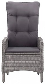 3 részes szürke polyrattan és akácfa kerti bisztrószett