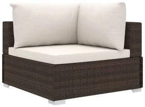 11 részes barna polyrattan kerti bútorszett párnákkal