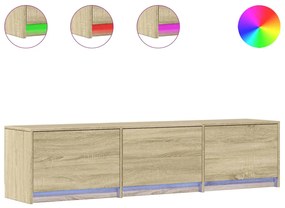 sonoma tölgy színű szerelt fa TV-szekrény LED-del 165x34x40 cm