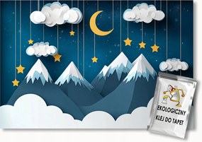 Fotótapéta Flizelina Gyerekek Éjszaka Ég Hold Csillagok Hegyek 400x280 ragasztó