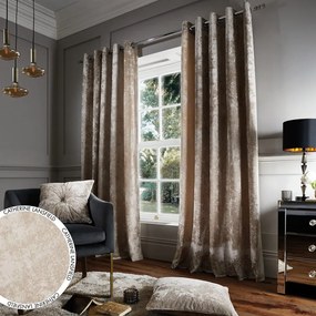 Bézs függöny szett 2 db-os 168x183 cm Crushed Velvet – Catherine Lansfield