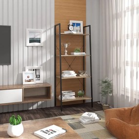 Intenso Home 4 szintes nyitott könyvespolc 60 x 148cm, döntött design, sonoma tölgy | Univerzális tároló állvány fém lábakkal