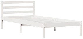 Ágykeret Fejtámlával Fehér 80x220 cm Tömör Fenyő