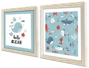 Gyerek kép készlet 2 db-os 33x33 cm Hello Ocean – Wallity