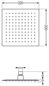 Mexen Slim rozsdamentes acél zuhanyfej 20 x 20 cm, króm, 79120-00
