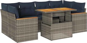 vidaXL 7 részes szürke polyrattan kerti ülőgarnitúra párnákkal