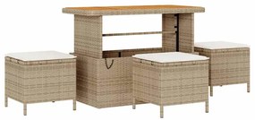 vidaXL Kert étkező szett Bézs polirattan