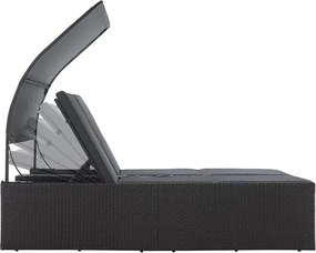 Juskys Syros kerti rattan ágy - fekete