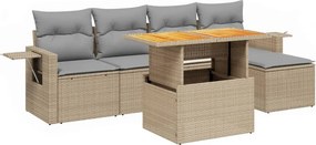 vidaXL 6 részes bézs polyrattan kerti ülőgarnitúra párnával