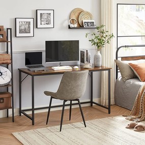 Íróasztal fém kerettel, kis irodai asztal, 140 cm, rusztikus barna