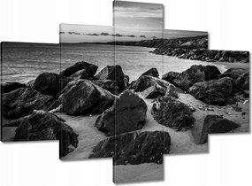 Vászonkép 100x70 Szikla a tengerparton Fekete-fehér