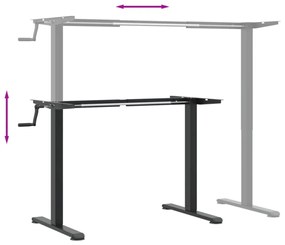 fekete acél állóasztalváz (94-135) x 60 x (70-114) cm