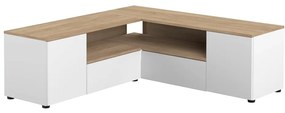 Fehér-natúr színű TV-állvány tölgyfa dekorral 130x46 cm Angle – TemaHome