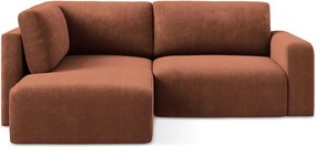 Terrakotta színű zsenília kinyitható-tárolóhelyes sarokkanapé (bal oldali-L alakú) Kona – Makamii