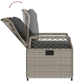 3részes világosszürke polyrattan kerti étkezőgarnitúra párnával