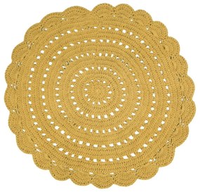 Alma sárga kézzel szőtt pamut szőnyeg, ⌀ 120 cm - Nattiot