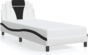 vidaXL fehér és fekete műbőr ágykeret Viana matrac nélkül 90 x 200 cm