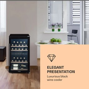 Klarstein Barossa 34 Duo, borhűtő, 2 zóna, 34 palack, üvegajtó, érintésvezérlés, fekete