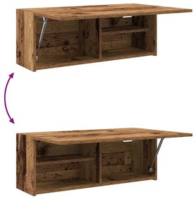 antik fa színű szerelt fa fali fürdőszobaszekrény 80x25x30 cm