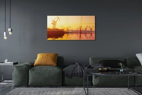 Üvegképek Gdanski hajógyár napkelte 125x50 cm